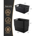 thumbnail image 5 of Set of 6 Plastic Storage Baskets Pantry Organization and Storage Containers Organizer Bins Small Baskets for Shelves Drawers Desktop Closet Playroom Classroom Office, Black, 5 of 7