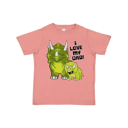 

Inktastic I Love My Dad with Baby and Daddy Triceratops Gift Toddler Boy or Toddler Girl T-Shirt