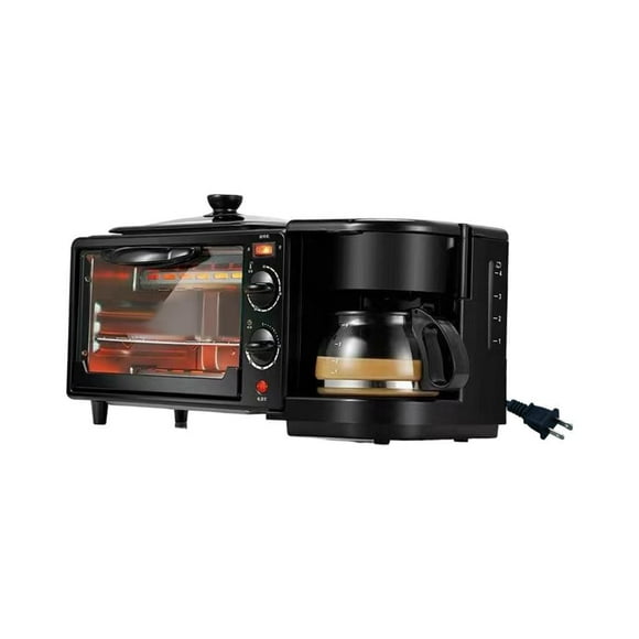 Rongfmy 3 in 1 Breakfast Center Station Portable Toaster Oven for Bread Egg Sausages