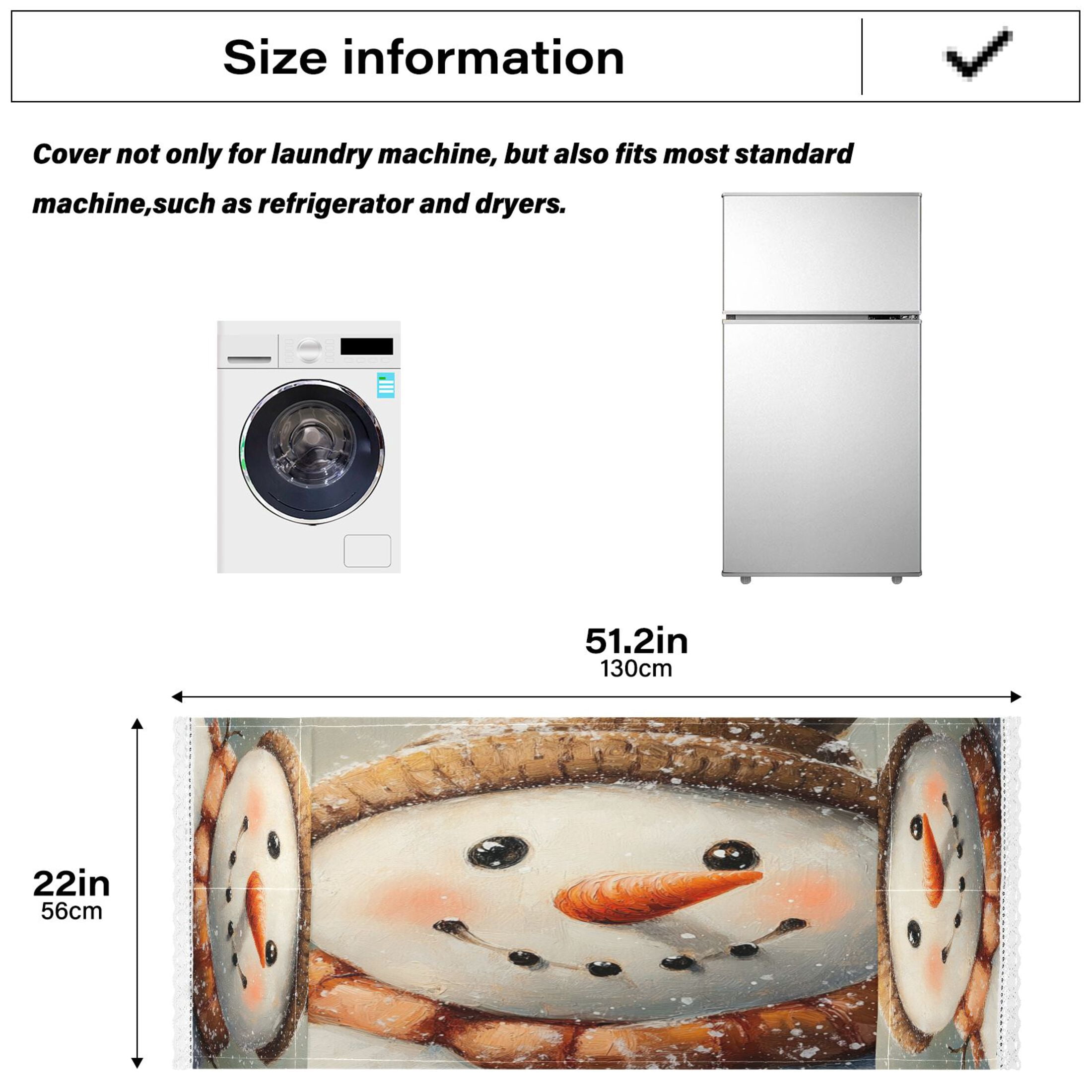 Snowman HhostatWasher and Dryer Covers Dust-Proof and Oil Resistant Fridge Cover with 4 Storage Pockets Washing Machine Top Cover for Laundry Kitchen Home 51.2 x 22 In
