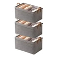 thumbnail image 1 of Juego de 3 Caja de Almacenamiento de Tela con Tapa, Organizadores de Armario y Cubos de Almacenaje Apilables y Abatibles con Asas y Ventana y Estructura Acero,Contenedor de Ropa para Ropa, 1 of 9