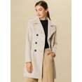 thumbnail image 2 of Abrigos largos de invierno con solapa con muesca y doble botonadura para mujer Beige XL, 2 of 7