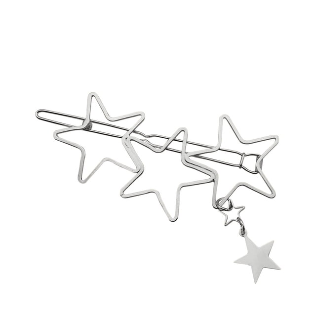Pinza para el pelo con forma de estrella hueca para niñas, pasador lateral decorativo para mujeres, citas, niños, plateado