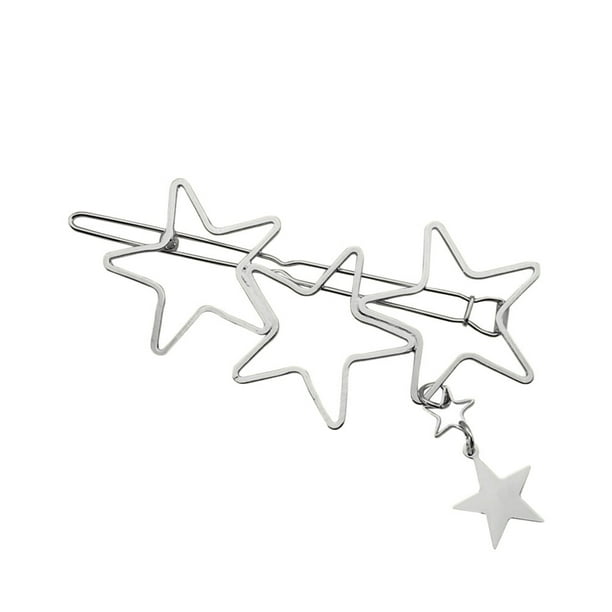 Pinza para el pelo con forma de estrella hueca para niñas, pasador lateral decorativo para mujeres, citas, niños, plateado