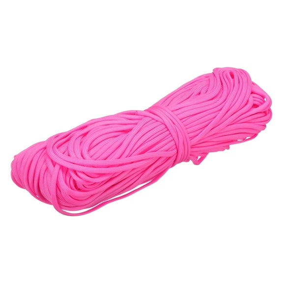 Uxcell 1/8" Paracord Rope, 151ft 7 Strand Heavy Duty Camping Rope Braided Polypropylene Ropes, Lightweight Tie-Downs Utility Cord for Marine, Indoor & Outdoor, Pink