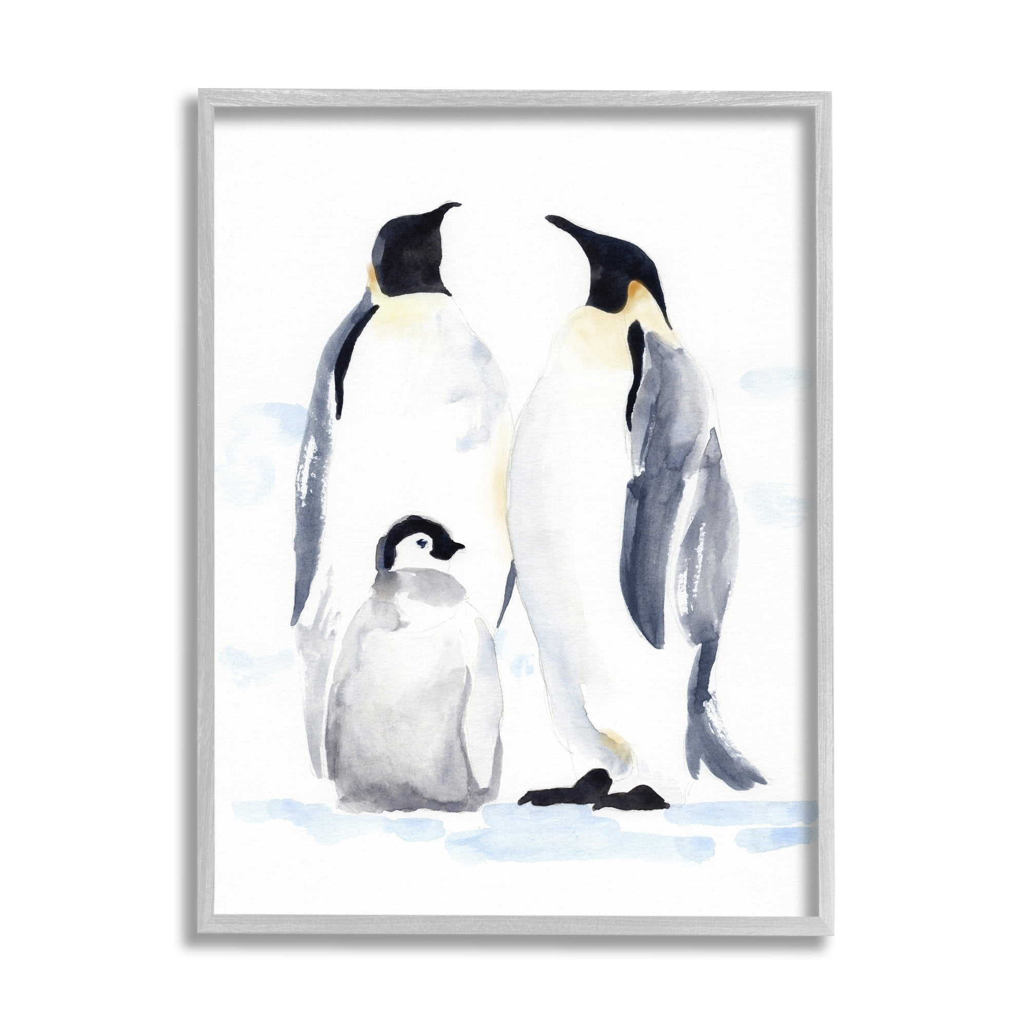 Stupell Industries Winter Penguin Bird Family Soft Watercolor Arctic Animals, 16 x 20, Design by Jacob Green