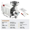 thumbnail image 6 of VEVOR Soybean Grinder Commercial Grinding Machine for Spices 3000W Corn Mill Grinder 100 KG/H Stainless Steel not for wet and oily grain, 6 of 9