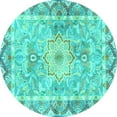 thumbnail image 1 of Ahgly Company Indoor Round Medallion Turquoise Blue Traditional Area Rugs, 3' Round, 1 of 4