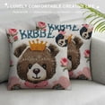 thumbnail image 3 of Qinduosi Throw Pillow Cover Cute Animal Dolls Pillow Covers Pink Black Pillowcovers Soft Double Side Print Sofa Linen Square Throw Pillowcover " inch for Living Room Bedroom Car Decor, 3 of 5
