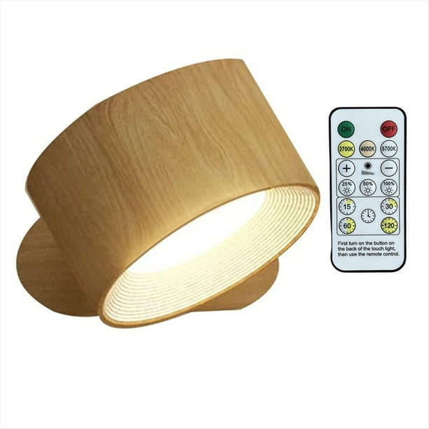 Apliques de Pared LED con Control Remoto y Táctil, Lámpara de Pared con 3 Temperaturas de Color y Luz Magnética Regulable de 360°, Color Marrón
