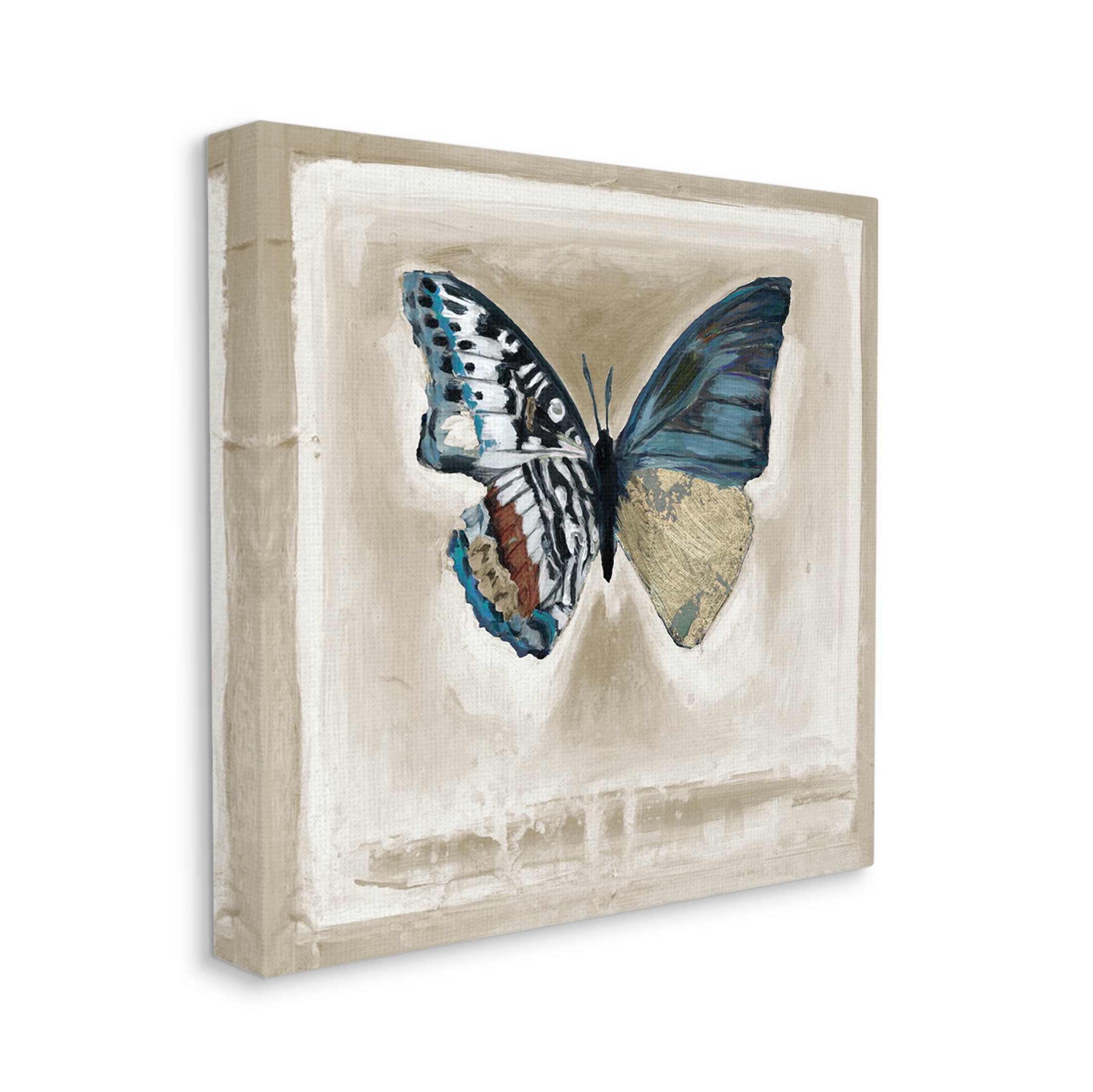 Stupell Industries Asymmetrical Butterfly Neutral Border Painting Gallery Wrapped Canvas Print Wall Art, Design by Stacy D'Aguiar
