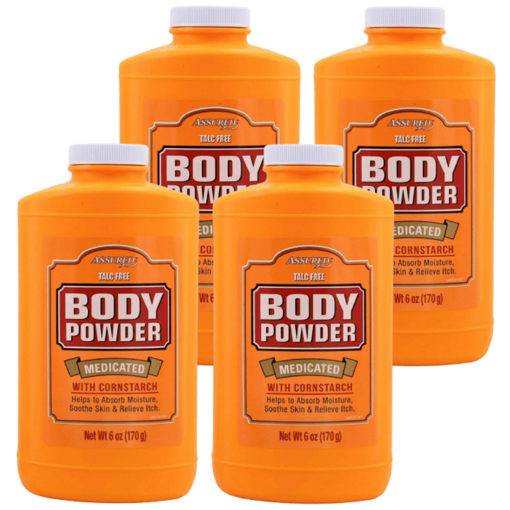 4 Pack Medicated Body Powder, 6 Oz w/ Cornstarch Relieve Itch Soothe