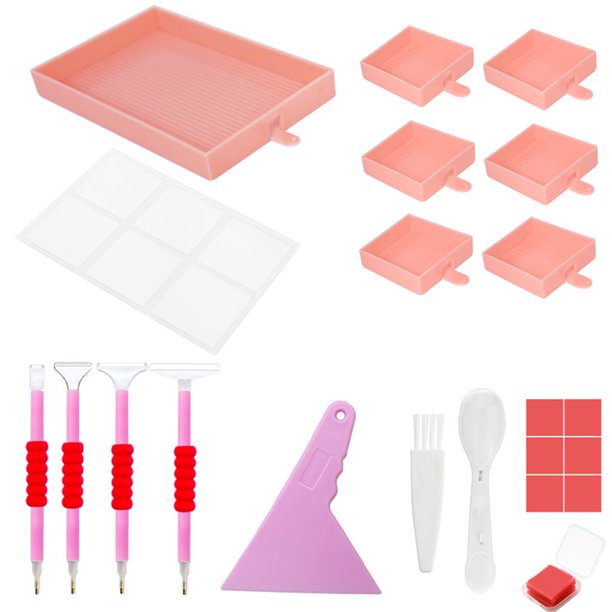 Kits de bandejas de pintura de diamantes Soporte de paleta Pegamento Cuentas de arcilla Clasificador de bandejas de diamantes de imitación Hugtrwg Para estrenar