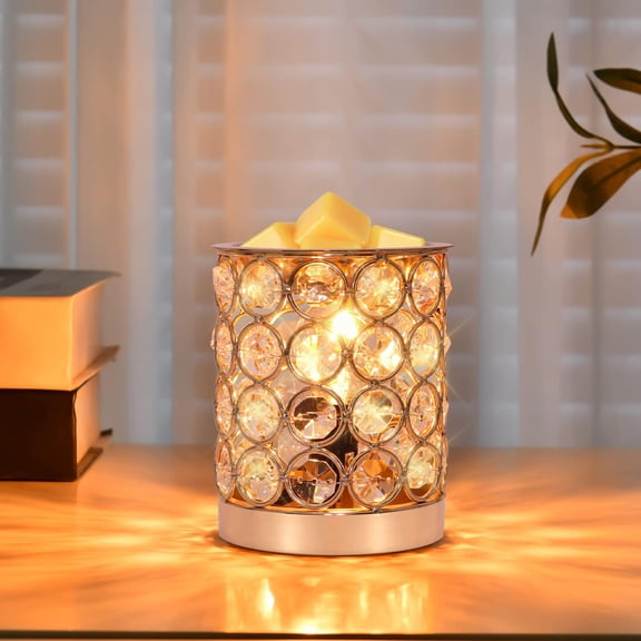 Wax warmer for melts, 2 in 1 fragrance wax melter, decorative candle warmer for home office, romantic night light, perfect gift for her, gold