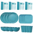 thumbnail image 1 of Nvzi Wheat Straw Dinnerware Sets, 36-Piece Plates and Bowls Sets, Cutlery, Microwave Safe Unbreakable Dinnerware for Parties, Picnic, College Dorm, Camping Green, 1 of 4
