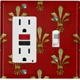 thumbnail image 1 of Metal Light Switch Plate Cover Elegant Burgundy Wall Sconce Damask DAM076, 1 of 15