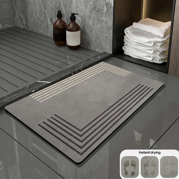 Luxcidy Bath Mat, Stone Bath Mat Diatomaceous Earth Bath Mat, Non Slip, Quick Dry, Stain Resistant Bath Mat Rug for Bathroom Floor, Easy Care Shower Rug for Outside Bathtub, 15.75x23.62in (D)