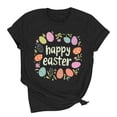 thumbnail image 7 of Maqroz Happy Easter Shirt for Women Cute Easter Eggs Graphic Tees Round Neck Short Sleeve T-shirt Casual Loose Tops, 7 of 7