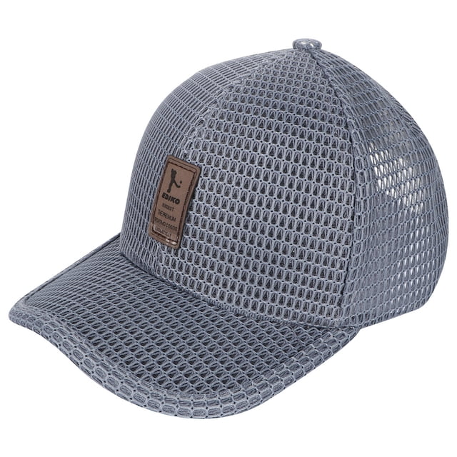 EeaseMX Gorra de béisbol de malla de secado rápido con visera, color liso, ajustable, transpirable y refrescante, para viajes al aire libre en otoño (gris)