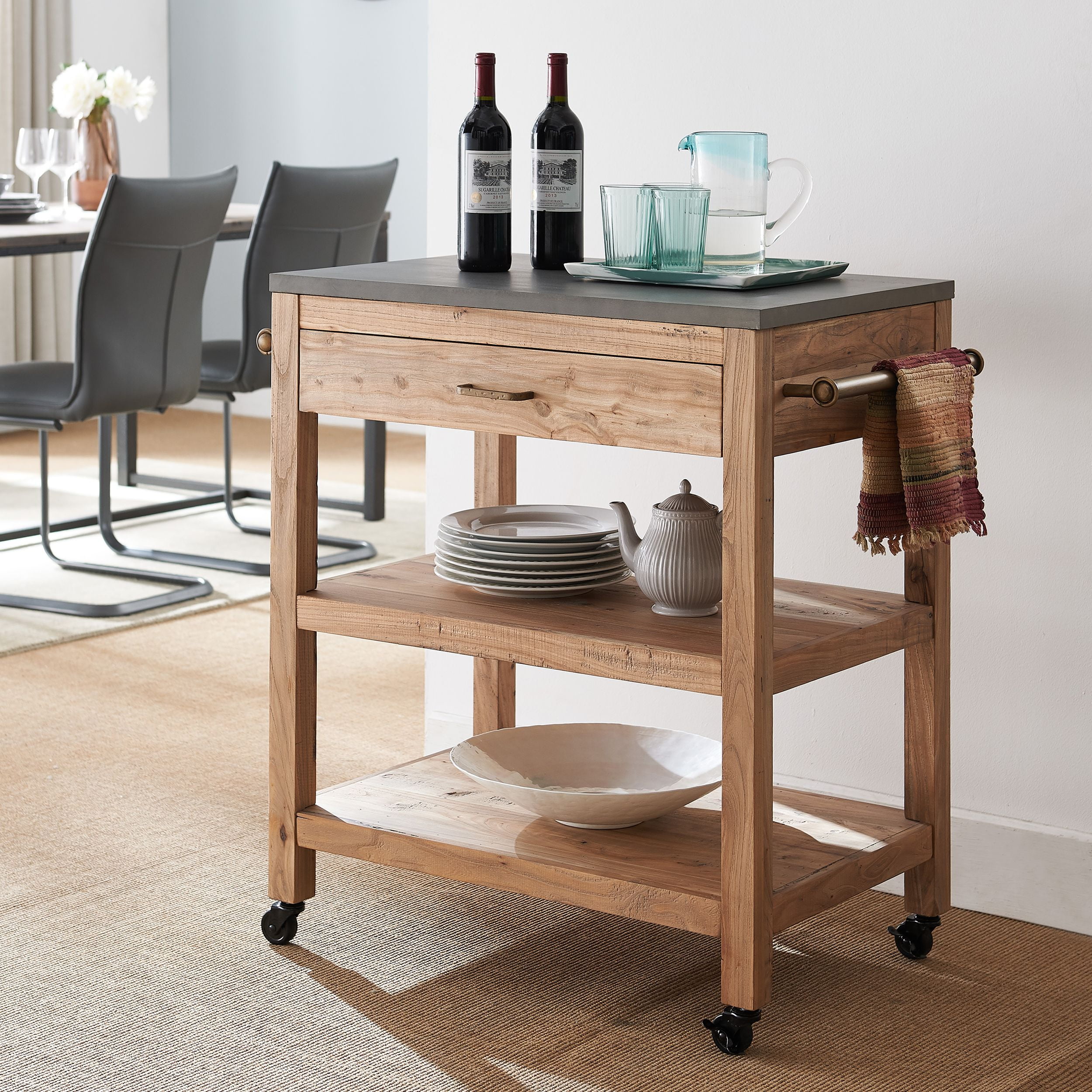Camley Rolling Kitchen Island with Storage