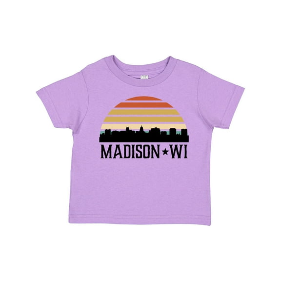 Inktastic Madison Wisconsin Skyline Retro Sunset Boys or Girls Toddler T-Shirt