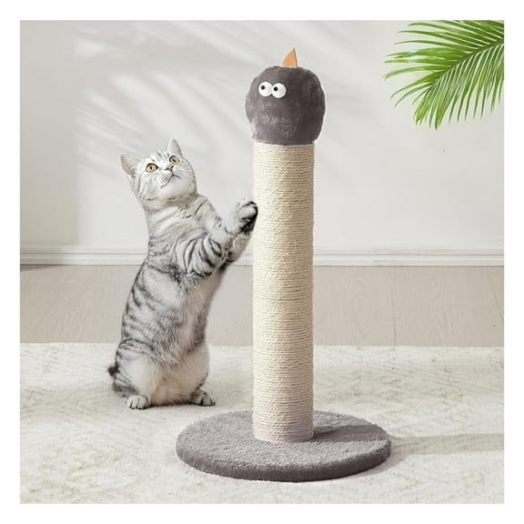 22" Cat Scratching Post, Sisal Cat Scratcher with Toy, Monster Design for Indoor Cats, Kittens & Large Cats - Grey