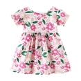 thumbnail image 1 of Robes pour Filles Manches Courtes Col Rond Imprimé Vêtements Décontractés Mignons Robe pour Tout-Petits Violet 6-7 Ans, 1 of 4