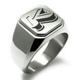 thumbnail image 1 of Stainless Steel Letter K Initial 3D Monogram Engraved Engraved Square Flat Top Biker Style Polished Signet Ring, 1 of 1