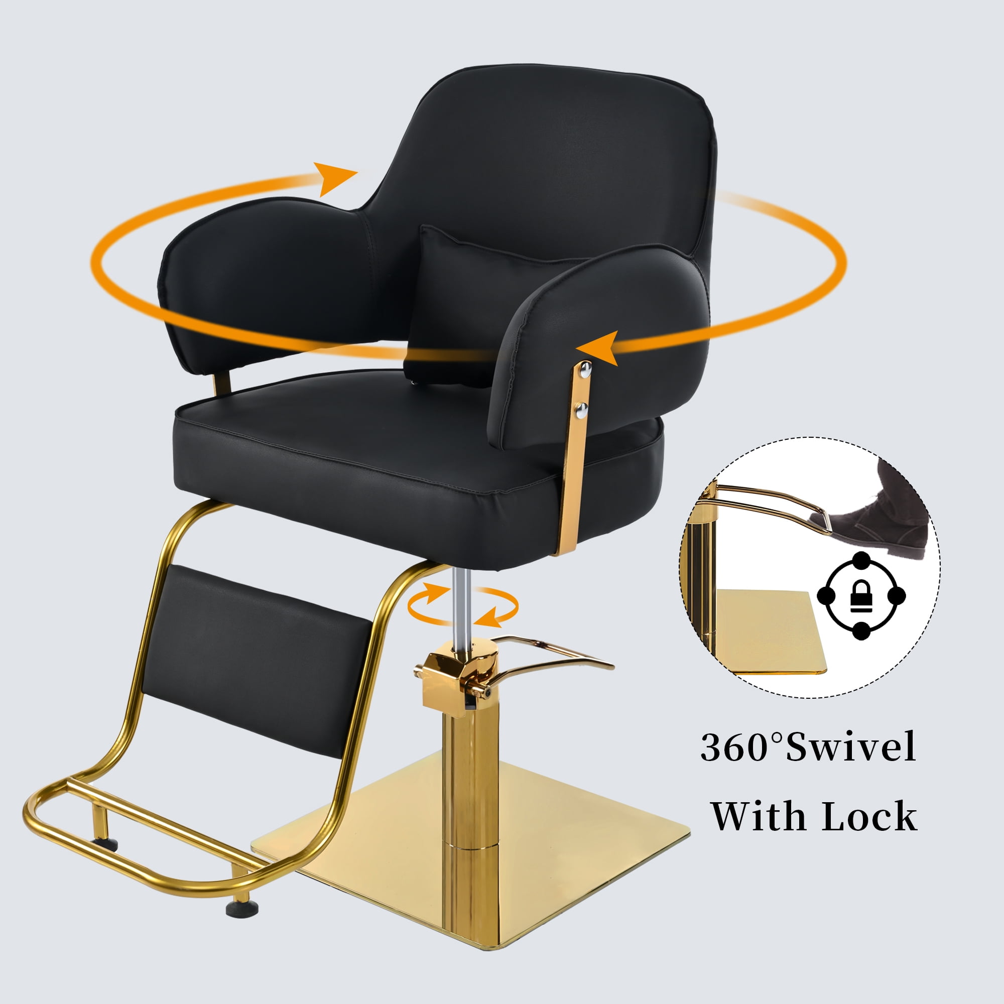 EUROCO 500LBS Barber Chair, Heavy Duty Salon Chair for Hair Stylist, Height Adjustable Hydraulic Hair Reclining Salon Chair, 360° Rotation, Multi-Function Shampoo Chair for Salon Barbershop