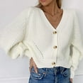 thumbnail image 5 of DuoJiaJ Women's Long Sleeve Knit Sweater Open Front Cardigan Button Loose Outerwear Winter Cardigan White, 5 of 5
