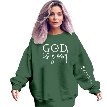 WENWU Women'S Sweatshirt Long Sleeve Sweatshirt Womens Pullovers Green Adult Crewneck Sweatshirt Womens Winter Clothes Streetwear
