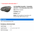 thumbnail image 2 of Left Headlight Assembly - Compatible with 2014 - 2016 Mercedes-Benz E350 2015, 2 of 2