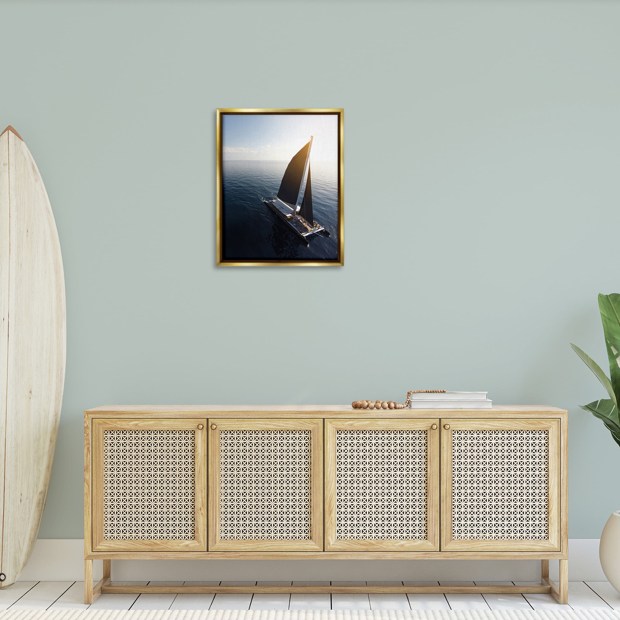 Stupell Industries Nautical Barge Photography Transportation Photography Gold Floater Framed Canvas Art Print Wall Art, 25 x 31