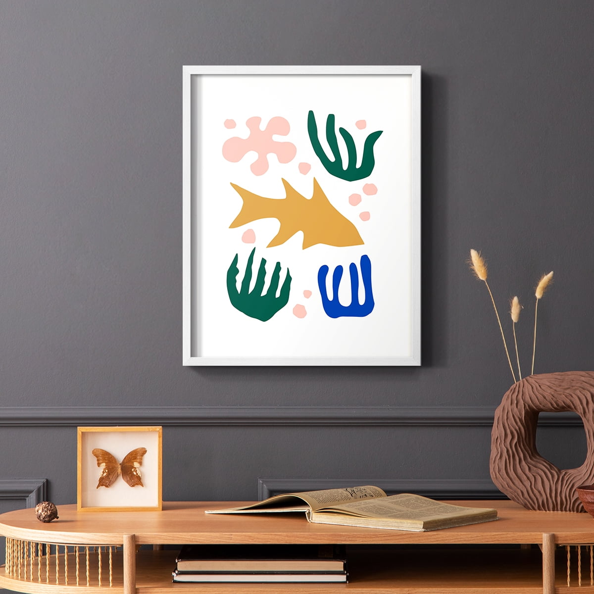 Matisse CDLXVI in White Solid Wood Framed Print No Nail Hanging