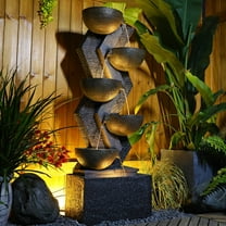 6-Tier Garden Outdoor Fountains and Waterfalls with Lights & Bowls for Patio, Backyard, Deck, Porch and Home Decor