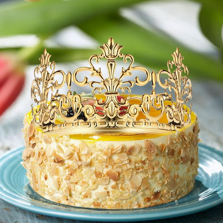 HEVIRGO Cake Topper Realistic Looking Rust-proof Metal Crown Cake Topper  Royal Themed Baby Shower Decoration for Home Gold Metal 