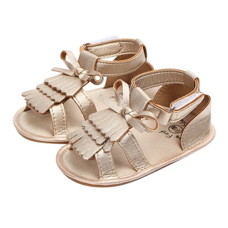 

kpoplk Toddler Sandals Girl Infant Girls Open Toe Tassels Shoes First Walkers Shoes Summer Toddler Baby First Walking Shoes(Gold)