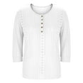 thumbnail image 4 of BLVB Womens Tops Dressy Casual 3/4 Length Sleeve Shirts Spring Fall Fashion Eyelet Blouses Trendy Clothes, 4 of 5