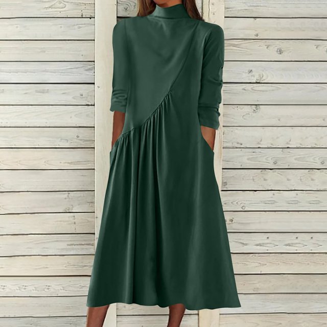 Birdeem Jupe Longue Patchwork à Manches Longues Unie Mode Polyvalente pour Femmes