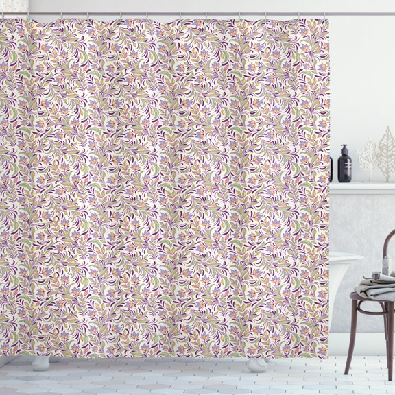 Ambesonne Abstract Shower Curtain, Bouquet of Romance, 69"Wx75"L, Pale Green Lavender