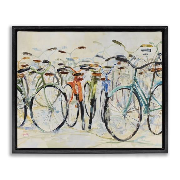 Stupell Industries Contemporary Abstract Expressive Bicycles Black Floating Frame Canvas Art, 21 x 17, by Dusza