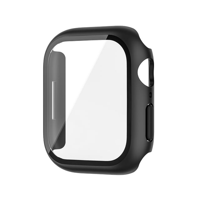 Flmtop Protecteur d'Écran Résistant aux Chocs Ultra Fin Film en Verre Trempé Transparent Montre Intelligente Boîtier Rigide pour iWatch 7 41mm/45mm