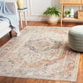 thumbnail image 3 of SAFAVIEH Baltimore Tamara Medallion Polyester Machine Washable Area Rug, Beige/Rust, 5'3" x 7'6", 3 of 12