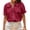 Dark red, variant on Short Sleeved Peter Pan Collar Women Button Down Blouse Tops