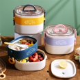 thumbnail image 4 of PENGXIANG Cute Plastic Picnic Bento Box Microwavable Portable Food Container for Adults Work Kids School Yellow, 4 of 8