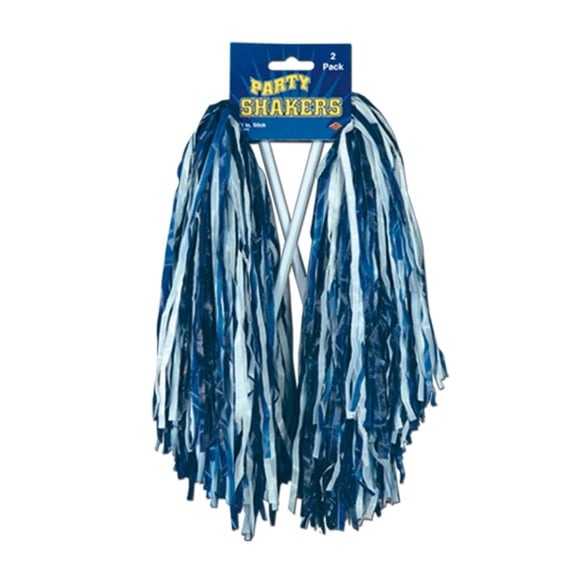 Beistle School Spirit Cheerleading Pom Pom Shakers - 12" - Blue and White - Pack of 48
