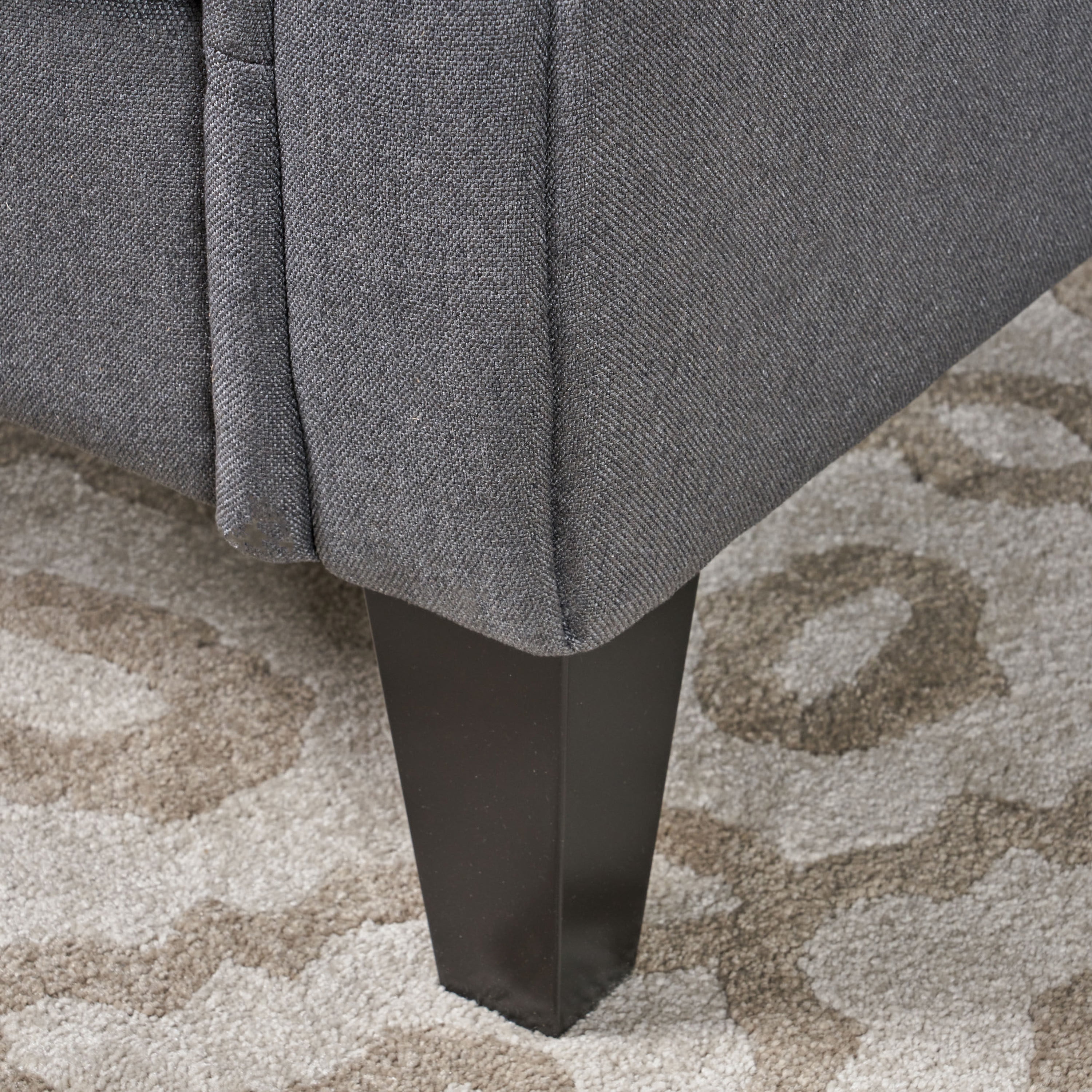 EUROCO Accent Chair, Fabric Single Seat Arm Chair with Rolled Arms, Tufted Backrest and Wooden Legs, Modern Side Chairs for Living Room, Bedroom, Office, Cafe, Dark Gray