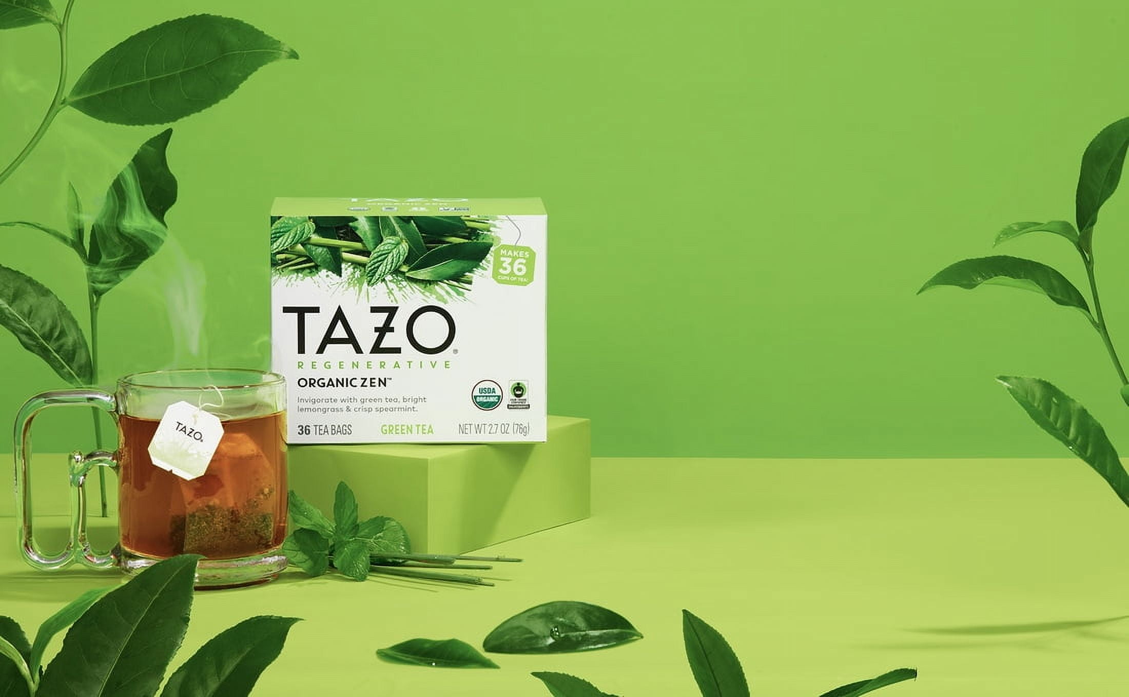 (2 pack) TAZO Tea Bag Regenerative Organic Zen Green Tea 36 Count Box