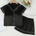 thumbnail image 2 of BJUTIR Girls Outfits Toddler Tracksuit Short Sleeve Indoor Short Sleeve Suit Summer Cartoon Pattern Suit Fashion Black Clothing Set Size 3-4 Years, 2 of 9