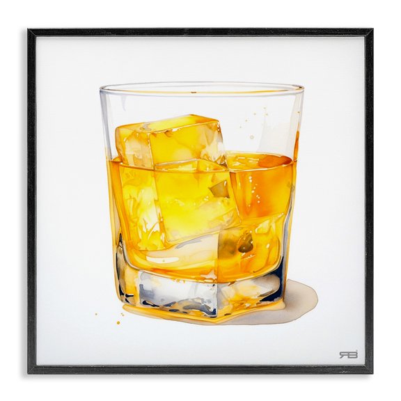 Stupell Industries Modern Modern Liquor Glass Black Framed Giclee Art, 12 x 12, by RB